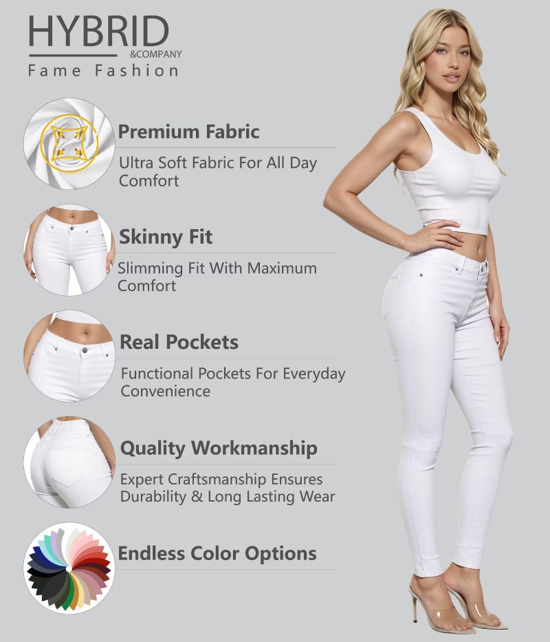 Lexi Women's Casual Super Stretch Soft Slim Denim Jeans XPS37378SK White 10 - Image 2